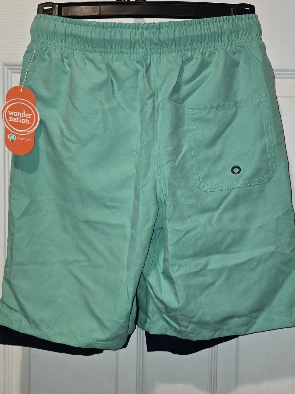 wonder nation Aqua Green Boys' Swim Trunks with Drawstring